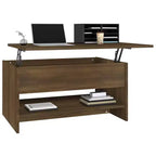 Table basse chêne marron, bois d'ingénierie, hauteur réglable standard