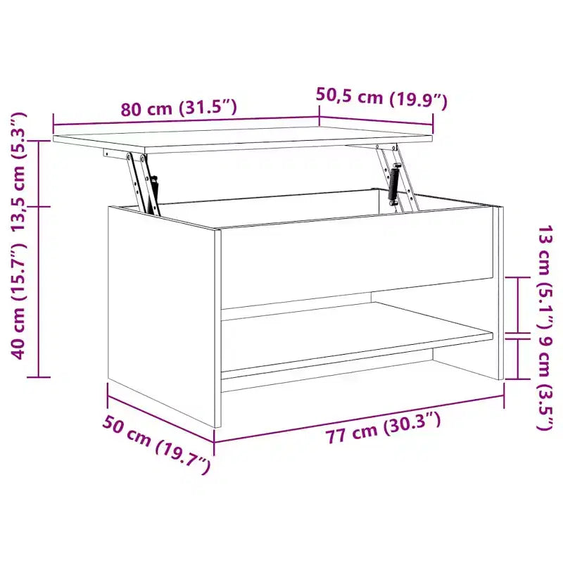 Table basse chêne marron, bois d'ingénierie, hauteur standard réglable
