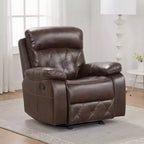 Royal Hampton Manual Glider Recliner Chair, Pillow Top Arms, Brown Faux Leather