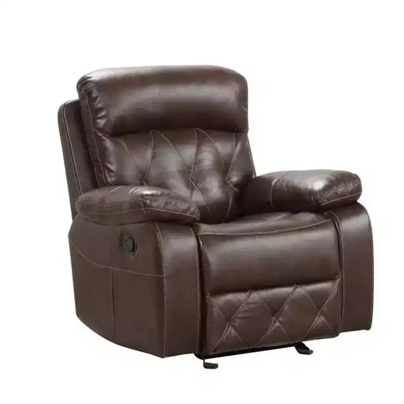 Fauteuil inclinable planeur manuel, accoudoirs rembourrés, similicuir marron