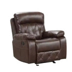 Fauteuil inclinable planeur manuel, accoudoirs rembourrés, similicuir marron