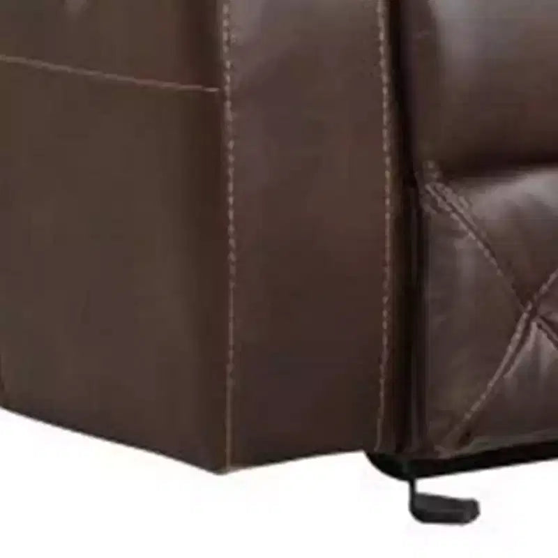 Fauteuil inclinable planeur manuel, accoudoirs rembourrés, similicuir marron