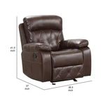 Fauteuil inclinable planeur manuel, accoudoirs rembourrés, similicuir marron