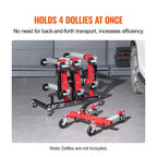 Support de déplacement de voiture, support de rangement avec roues pivotantes à 360°, organisateur de vérin hydraulique à cliquet, capacité de 4 chariots, noir