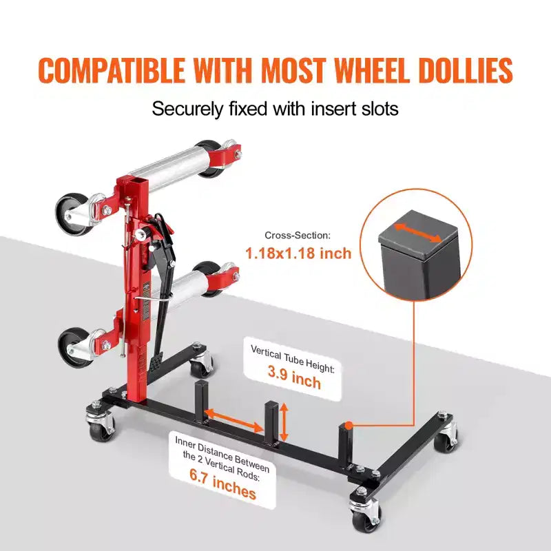 Support de déplacement de voiture, support de rangement avec roues pivotantes à 360°, organisateur de vérin hydraulique à cliquet, capacité de 4 chariots, noir