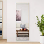 MAYEERTY Full Body Rectangle Corner Aluminum Alloy Mirror with Stand for Living Room Bedroom