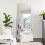Miroir en alliage d'aluminium rectangulaire pleine longueur avec support pour salon et chambre à coucher