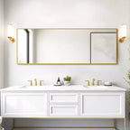 Miroir en alliage d'aluminium rectangulaire pleine longueur avec support pour salon et chambre à coucher