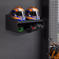 Aluminium Double Helmet Placement Rack, Triple Tray for Shops, Garages, Storerooms - Stores 3 Helmets - Gloves GogglesSides for Hanging Clothes