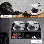 Double support mural en aluminium pour casque, triple plateau pour magasins, garages, entrepôts – Stocke 3 casques – Gants LunettesCrochets pour suspendre des vêtements