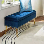 Banc de rangement avec garniture cloutée et capitonnage pour chambre à coucher - NOIR