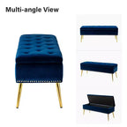Banc de rangement avec garniture cloutée et capitonnage pour chambre à coucher - NOIR