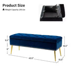 Banc de rangement avec garniture cloutée et capitonnage pour chambre à coucher - NOIR