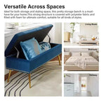 Banc de rangement avec garniture cloutée et capitonnage pour chambre à coucher - NOIR