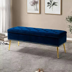 Banc de rangement avec garniture cloutée et capitonnage pour chambre à coucher - NOIR