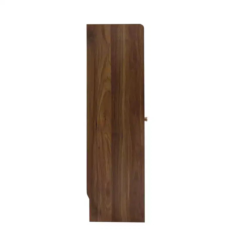 Bahut de cuisine avec portes vitrées cannelées, tiroirs et rangement pour le vin, Noyer