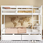Lit superposé jumeaux de 77,3 pouces avec 2 tiroirs de rangement, cadre de lit multifonction convertible en 2 lits jumeaux pour chambre à coucher, chambre d'enfant, blanc