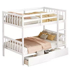 Lit superposé jumeaux de 77,3 pouces avec 2 tiroirs de rangement, cadre de lit multifonction convertible en 2 lits jumeaux pour chambre à coucher, chambre d'enfant, blanc