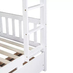 Lit superposé jumeaux de 77,3 pouces avec 2 tiroirs de rangement, cadre de lit multifonction convertible en 2 lits jumeaux pour chambre à coucher, chambre d'enfant, blanc