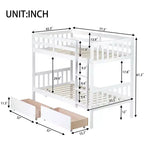 Lit superposé jumeaux de 77,3 pouces avec 2 tiroirs de rangement, cadre de lit multifonction convertible en 2 lits jumeaux pour chambre à coucher, chambre d'enfant, blanc