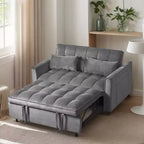 PexFix 3 in 1 Convertible Sleeper Sofa Bed Pull Out Couch Adjustable Backrest Velvet Loveseat Futon Sofa with Pillows for Living Room Dark Gray