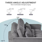 Canapé convertible avec dossier réglable, causeuse en velours avec coussins, convient pour le salon, gris foncé.