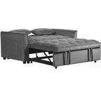 Canapé convertible avec dossier réglable, causeuse en velours avec coussins, convient pour le salon, gris foncé.