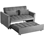 Canapé convertible avec dossier réglable, causeuse en velours avec coussins, convient pour le salon, gris foncé.