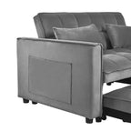 Canapé convertible avec dossier réglable, causeuse en velours avec coussins, convient pour le salon, gris foncé.