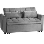Canapé convertible avec dossier réglable, causeuse en velours avec coussins, convient pour le salon, gris foncé.