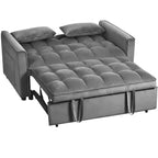 Canapé convertible avec dossier réglable, causeuse en velours avec coussins, convient pour le salon, gris foncé.