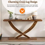 Console moderne de 145 cm avec pieds en croix, table d'entrée minimaliste avec plateau épais, table d'appoint pour salon, couloir