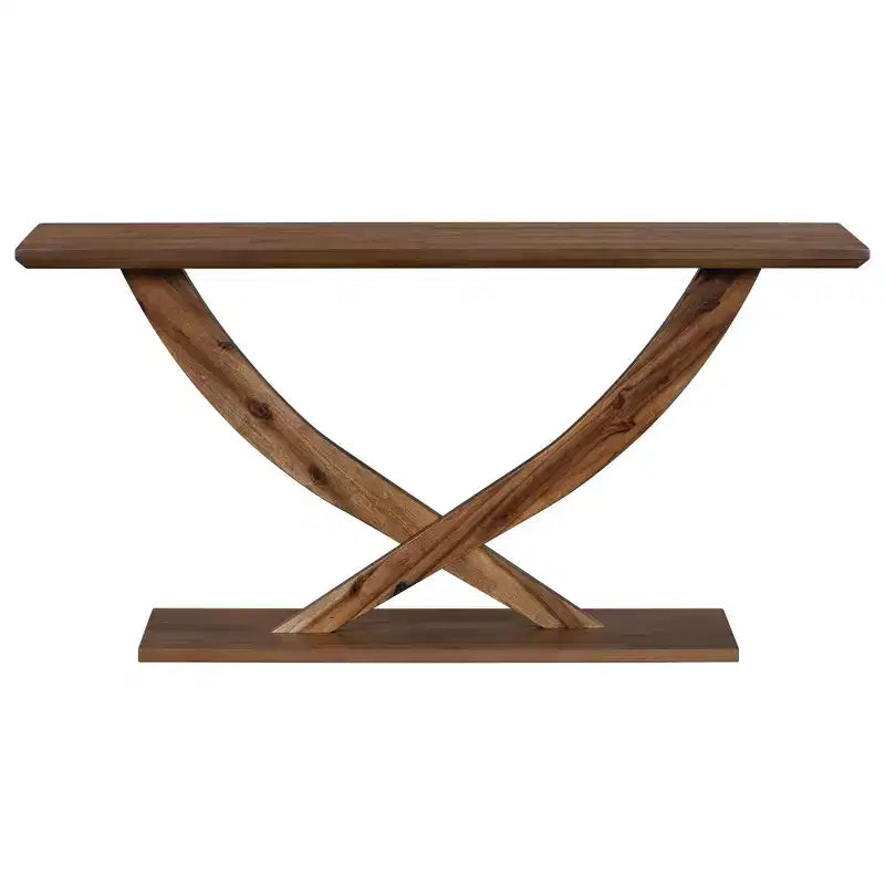 Console moderne de 145 cm avec pieds en croix, table d'entrée minimaliste avec plateau épais, table d'appoint pour salon, couloir
