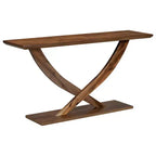 Console moderne de 145 cm avec pieds en croix, table d'entrée minimaliste avec plateau épais, table d'appoint pour salon, couloir