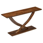 Console moderne de 145 cm avec pieds en croix, table d'entrée minimaliste avec plateau épais, table d'appoint pour salon, couloir