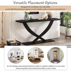 Console moderne de 145 cm avec pieds en croix, table d'entrée minimaliste avec plateau épais, table d'appoint pour salon, couloir