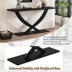 Console moderne de 145 cm avec pieds en croix, table d'entrée minimaliste avec plateau épais, table d'appoint pour salon, couloir