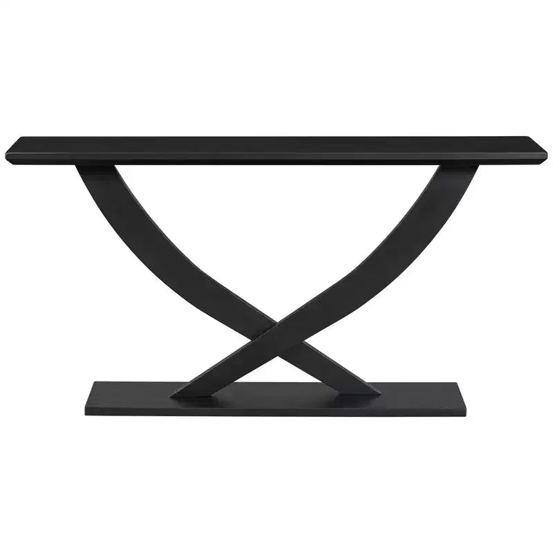 Console moderne de 145 cm avec pieds en croix, table d'entrée minimaliste avec plateau épais, table d'appoint pour salon, couloir