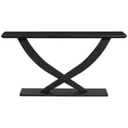 Console moderne de 145 cm avec pieds en croix, table d'entrée minimaliste avec plateau épais, table d'appoint pour salon, couloir