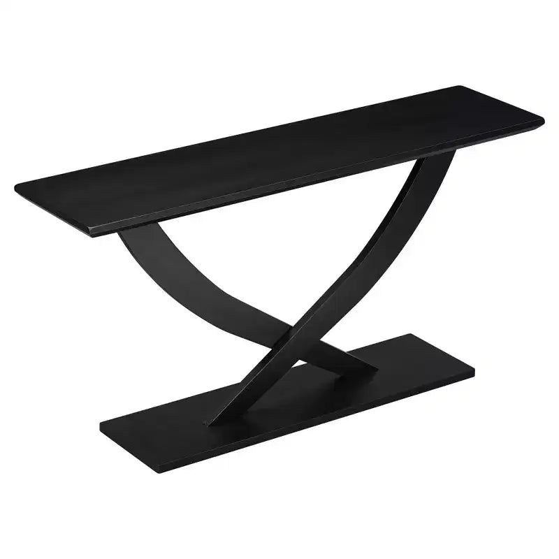 Console moderne de 145 cm avec pieds en croix, table d'entrée minimaliste avec plateau épais, table d'appoint pour salon, couloir
