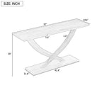 Console moderne de 145 cm avec pieds en croix, table d'entrée minimaliste avec plateau épais, table d'appoint pour salon, couloir