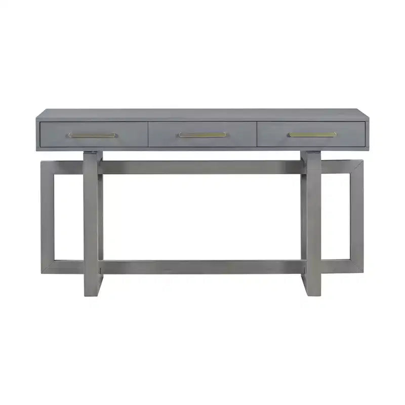 Console Élégante de 145 cm avec Pieds au Design Unique, Table d'entrée avec 3 Tiroirs et Poignées Métalliques, Table de Couloir pour Salon, Foyer