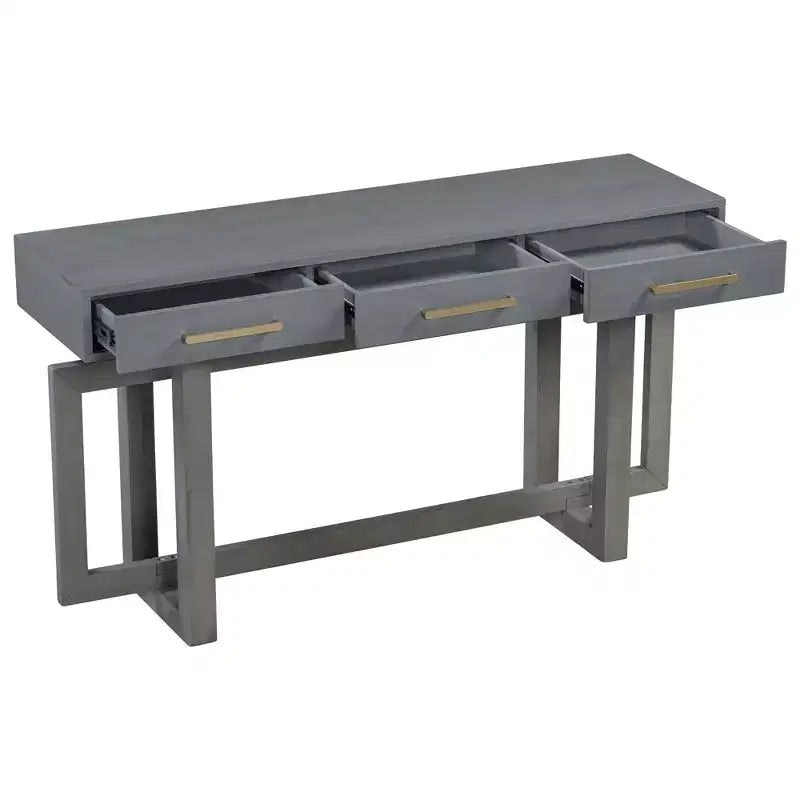 Console Élégante de 145 cm avec Pieds au Design Unique, Table d'entrée avec 3 Tiroirs et Poignées Métalliques, Table de Couloir pour Salon, Foyer