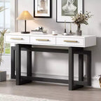 Console Élégante de 145 cm avec Pieds au Design Unique, Table d'entrée avec 3 Tiroirs et Poignées Métalliques, Table de Couloir pour Salon, Foyer