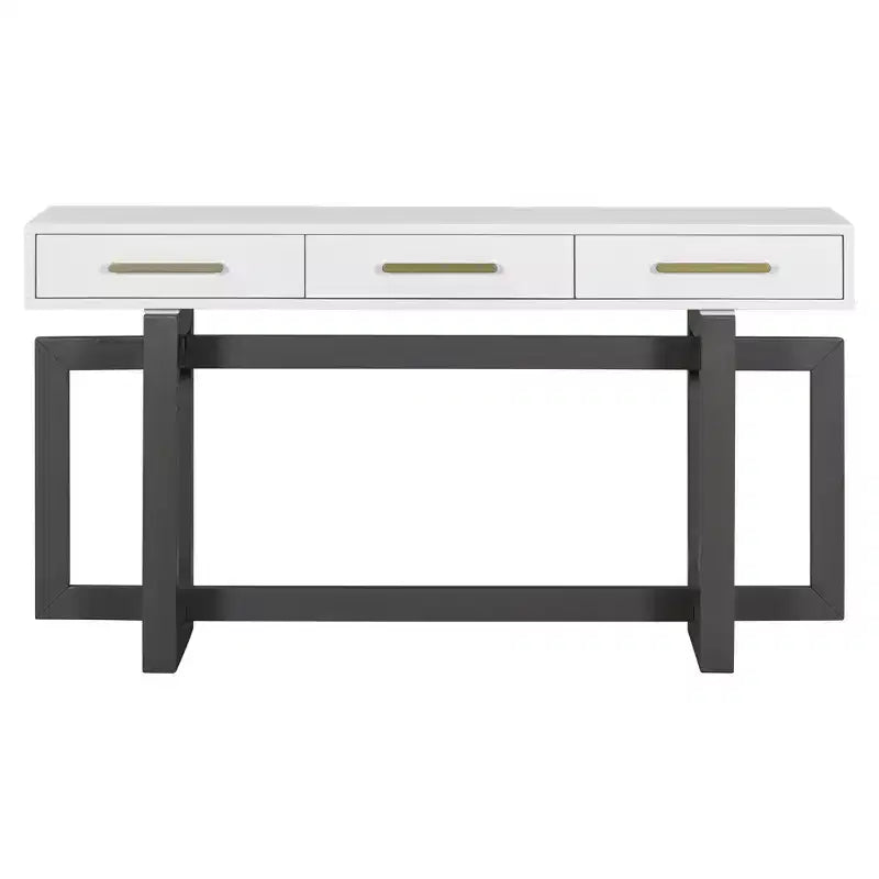 Console Élégante de 145 cm avec Pieds au Design Unique, Table d'entrée avec 3 Tiroirs et Poignées Métalliques, Table de Couloir pour Salon, Foyer