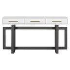 Console Élégante de 145 cm avec Pieds au Design Unique, Table d'entrée avec 3 Tiroirs et Poignées Métalliques, Table de Couloir pour Salon, Foyer