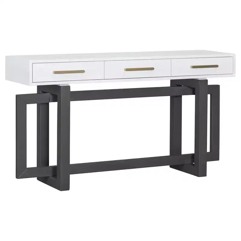 Console Élégante de 145 cm avec Pieds au Design Unique, Table d'entrée avec 3 Tiroirs et Poignées Métalliques, Table de Couloir pour Salon, Foyer