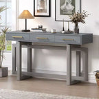Console Élégante de 145 cm avec Pieds au Design Unique, Table d'entrée avec 3 Tiroirs et Poignées Métalliques, Table de Couloir pour Salon, Foyer