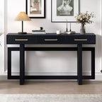 Console Élégante de 145 cm avec Pieds au Design Unique, Table d'entrée avec 3 Tiroirs et Poignées Métalliques, Table de Couloir pour Salon, Foyer