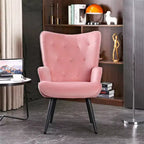 Fauteuil d'appoint moderne, fauteuil à oreilles capitonné en velours avec accoudoirs pour bureau à domicile/salon/chambre à coucher